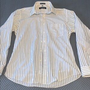 Adolfo Gray and White Casual Button Down Shirt Tailored Fit